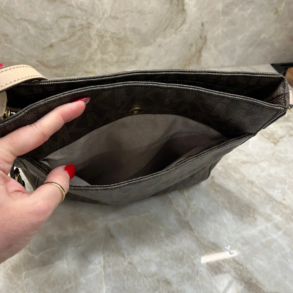 Michael Kors Dark Brown Monogram Shoulder Bag - Picture 7 of 13